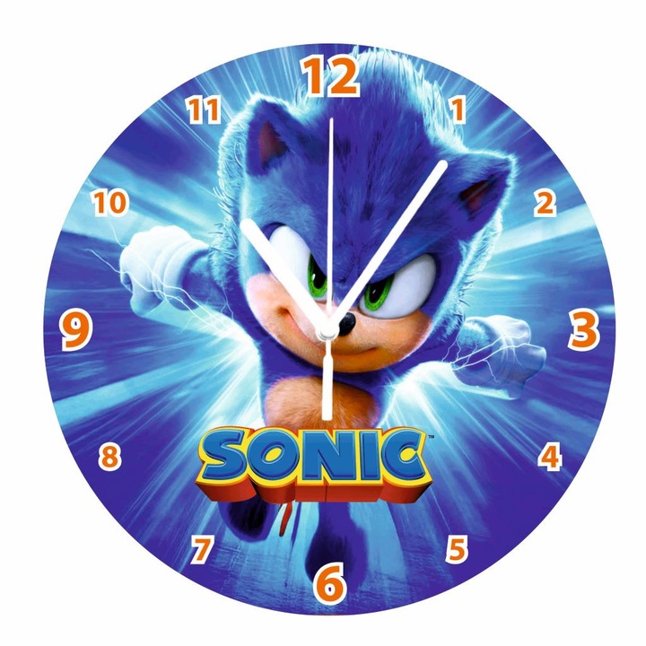 Sonic falióra, MDF, színes UV nyomtatás, 30 cm (futó Sonic)
