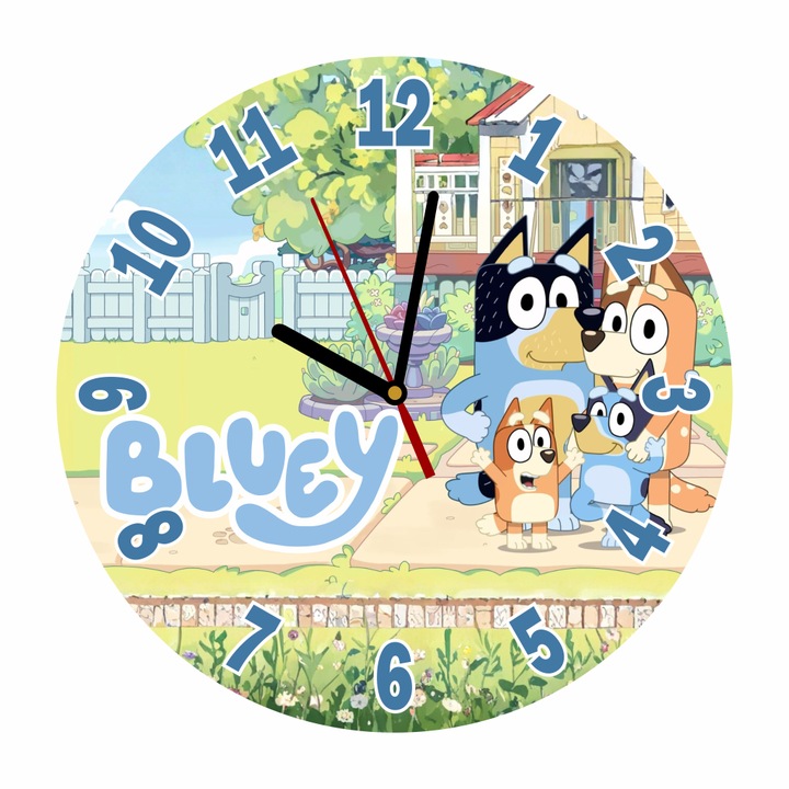 Ceas de perete Bluey (Bluey / Bingo), MDF, Print UV Color, 30 cm (cu logo Bluey)