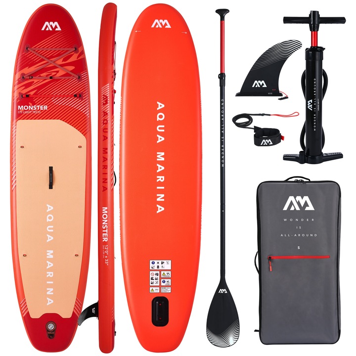 Aqua Marina Placa gonflabila SUP Monster 12'0" SKY GLIDER 2026, BT-26MOP, all-around, 366 x 84 x 15 cm, 170 kg, cu vasla, pompa, rucsac si leash