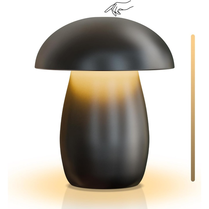 Lampa de masa ciuperca LED reincarcabila, intensitate reglabila, impermeabila, control tactil