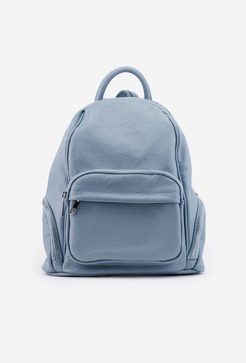 Rucsac dama bleu din piele cu buzunare