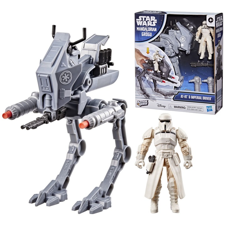 Star wars mandalorian si grogu action verse set figurina imperial driver si vehicul ar rt cu accesorii