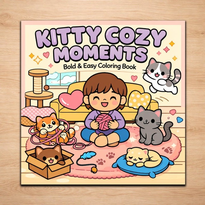 Carte de Colorat Pisici pentru Copii 3+ – 20 Desene Mari si Dragalase, Hartie Groasa 160GSM, Fara Transfer, Spirala Metalica