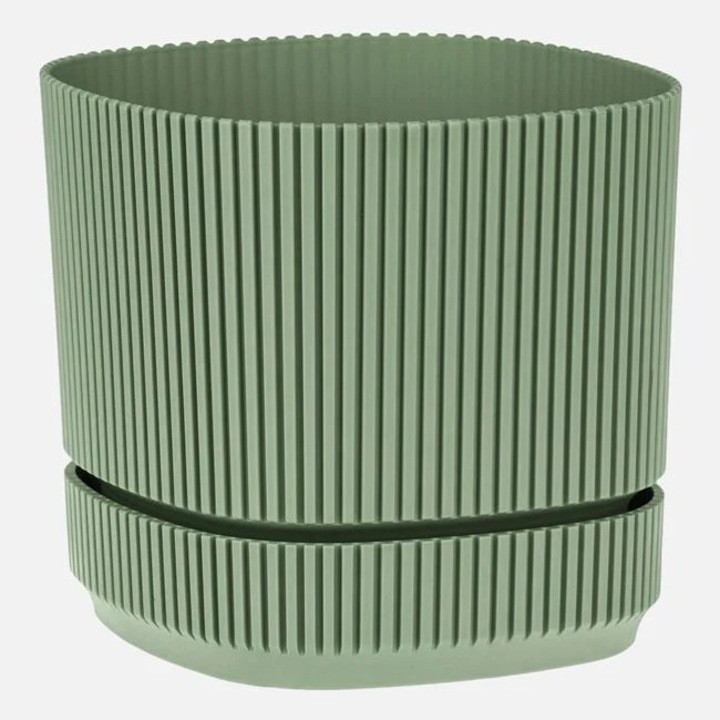 Ghiveci patrat verde menta cu farfurie incorporata, 2.3L