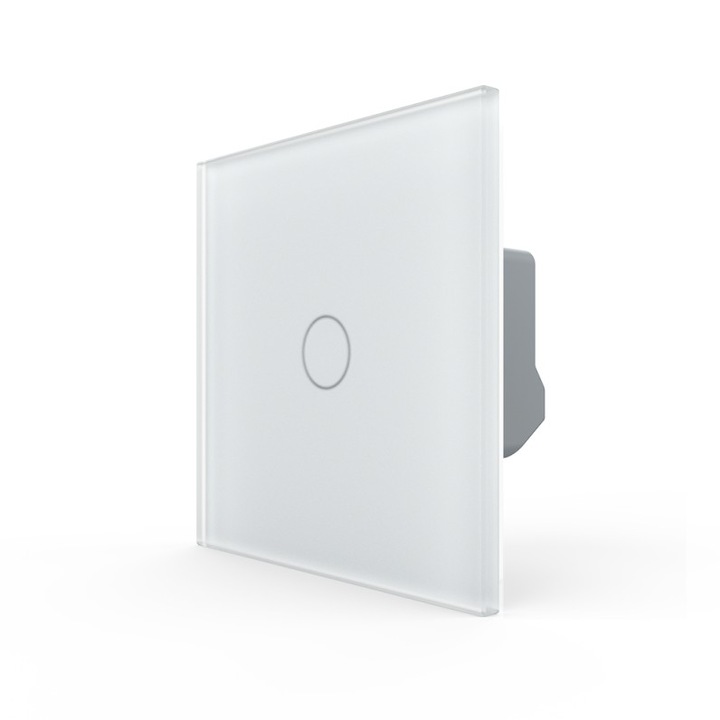 Intrerupator simplu cu touch Livolo, Alb mat, generatia noua imbunatatita, panou sticla securizata