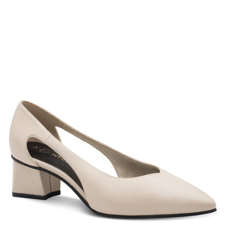 Marco Tozzi Marco Tozzi pantofi de damă cu toc, decupați lateral, din piele crem 22429-46-403 07793