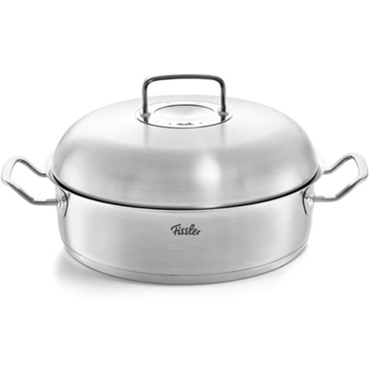 Fissler Original Profi Collection – Oala rotunda pentru friptura 4, 8 L, inox 18/10, capac metalic, compatibila cu toate tipurile de plite, Made in Germany