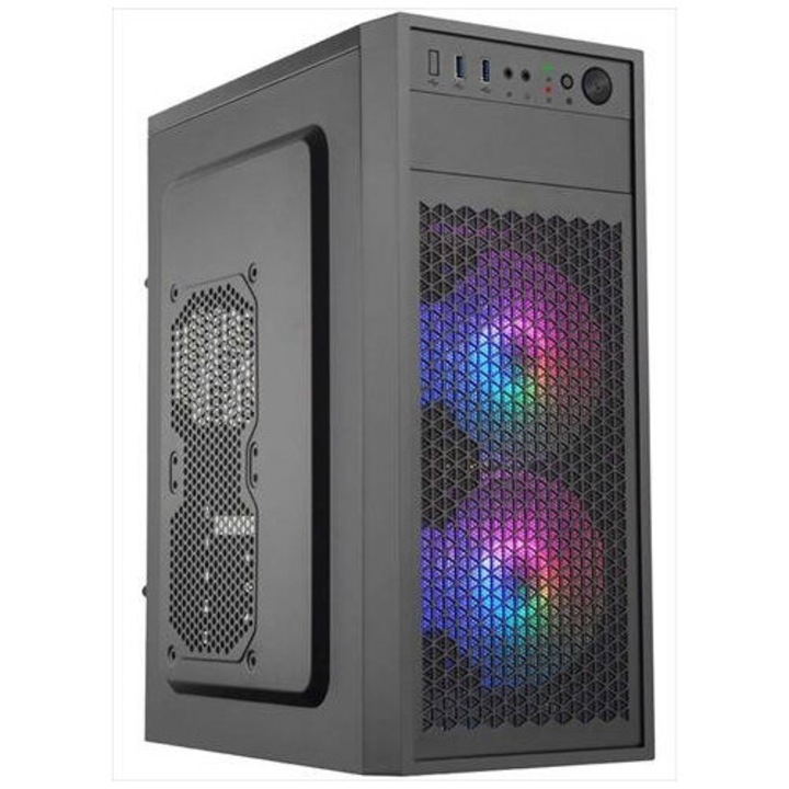 Carcasa Cooler Master MB600L V2, ATX, 650W, 1 ventilator 12cm, geam din sticla securizata, negru, 460,5x204x455,3mm