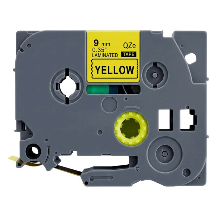Banda laminata etichete compatibila Brother TZe-621 9mm negru pe galben