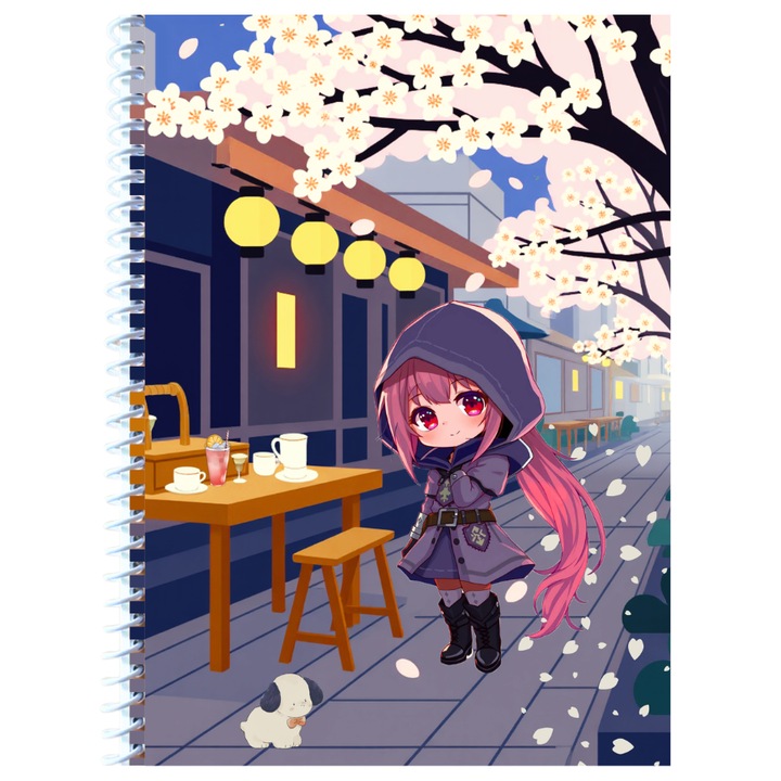 Caiet Studentesc cu spirala, Anime Mov, Foi veline, 100 File, A4