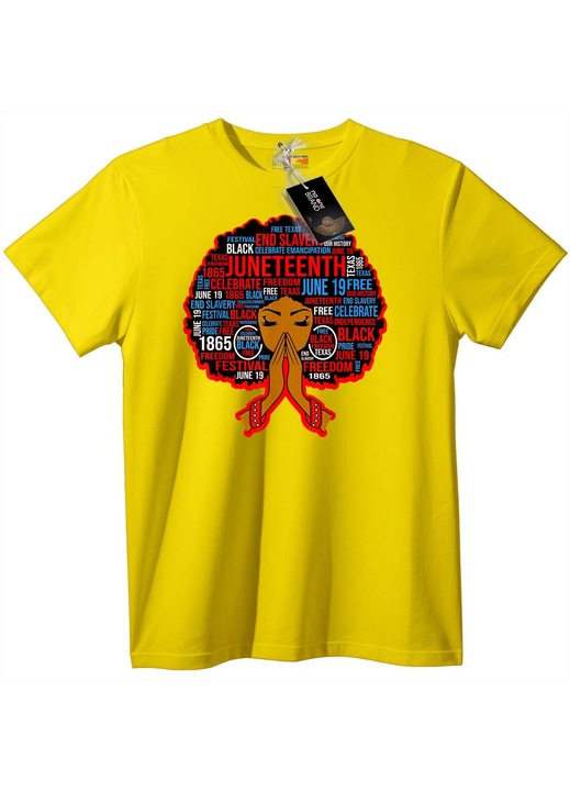 Tricou Juneteenth Libertate, Galben, 6XL