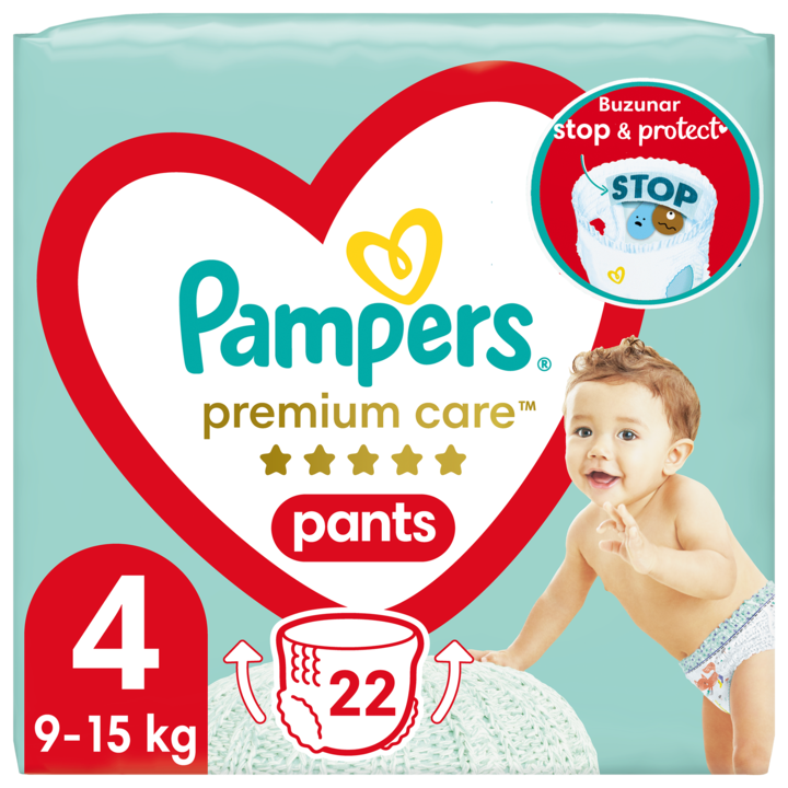 Scutece-chilotel Pampers Premium Care Pants Carry Pack Marimea 4, 9-15 kg, 22 buc