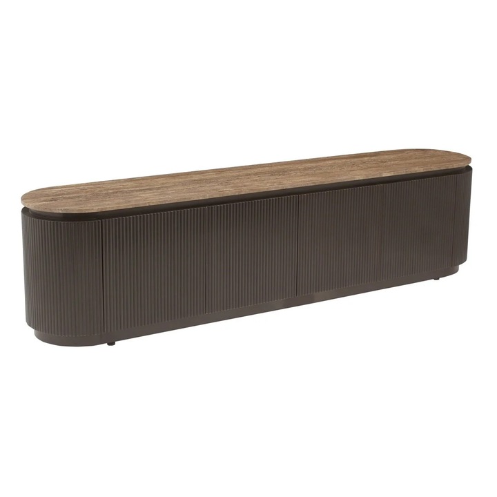Comoda TV Russo maro 200.0x40.0x50.0 Travertin, MDF, Placare alama, Mango