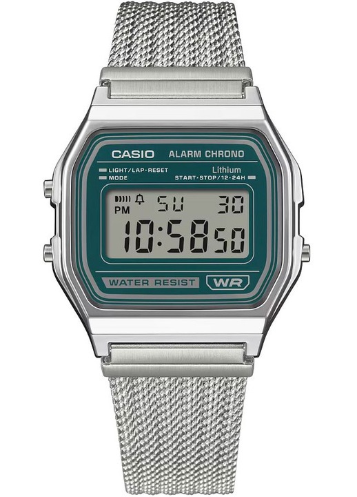 Часовник, Casio, A158WEM-3EF, цифров, сребрист, кварцов