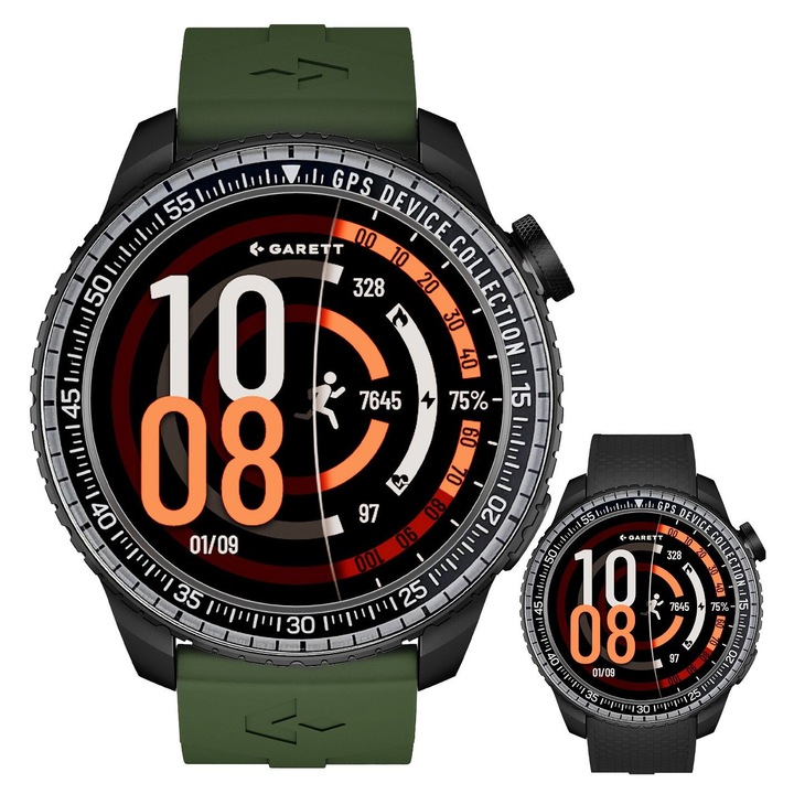 Смарт часовник Garett Compass Black, спортен дизайн, водоустойчивост до 50м, 470mAh, универсален размер, комплект