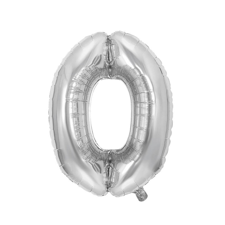 Балон Festa, цифра 0, 81 cm, сребрист
