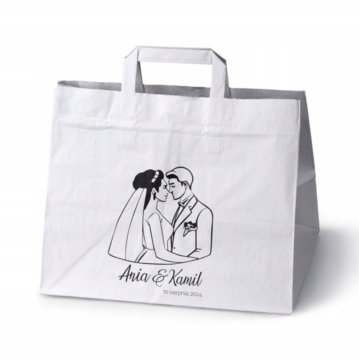 Torca de nunta cu imprimeu, Allbag, 32x22x24,5 cm, alb, set 50 bucati