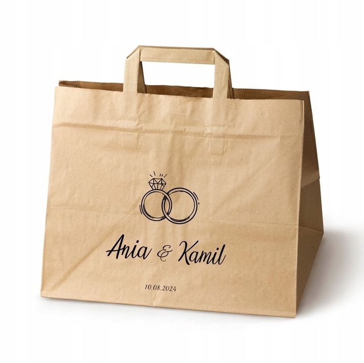 Torba de nunta pentru prajituri, Allbag, 32x20x24,5 cm, culoare brown, set 50 bucati