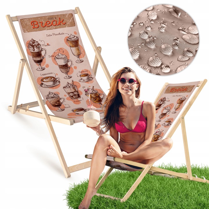 Lezak din lemn, Allbag, COFFEE BREAK, 3 pozitii de inaltime, material rezistent, 55x120cm