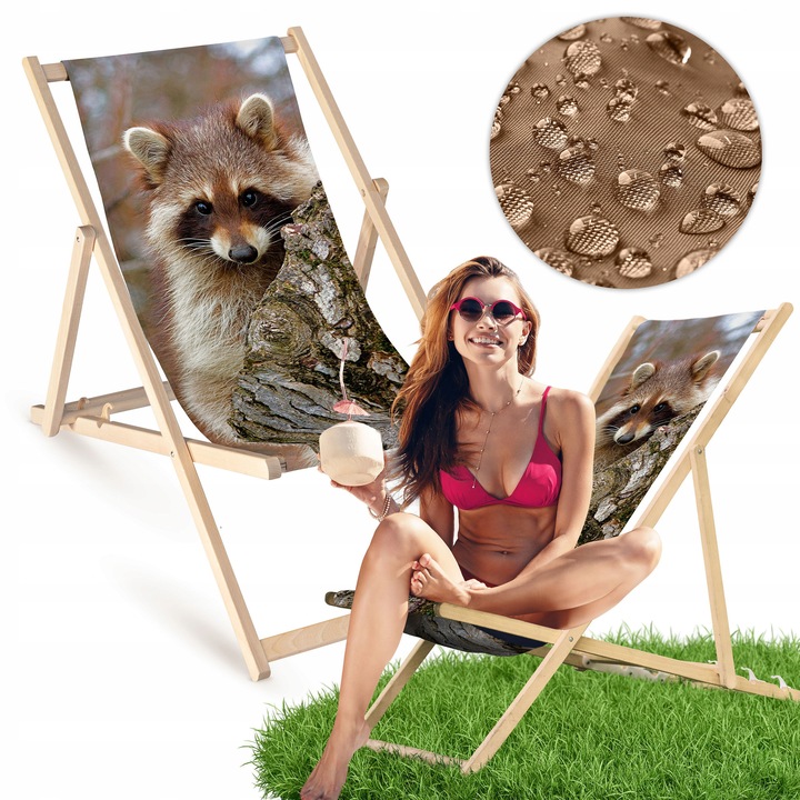 Lezak gradina Allbag, din lemn de fag, 3 trepte de inaltime, material poliester, 55x120cm, pentru plaja si terasa