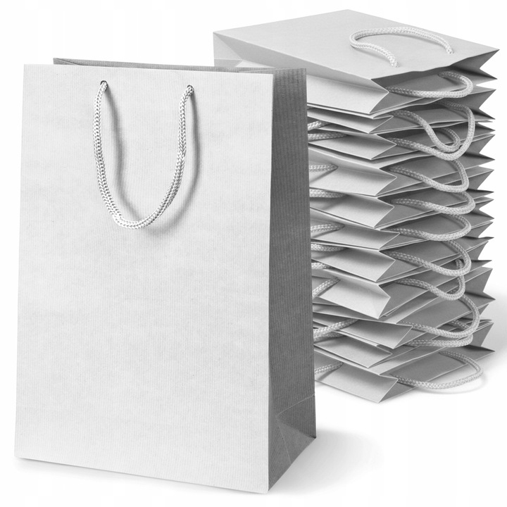 Set 25 torbe din hartie, Allbag, 240x90x320 mm, alb, 130 GSM