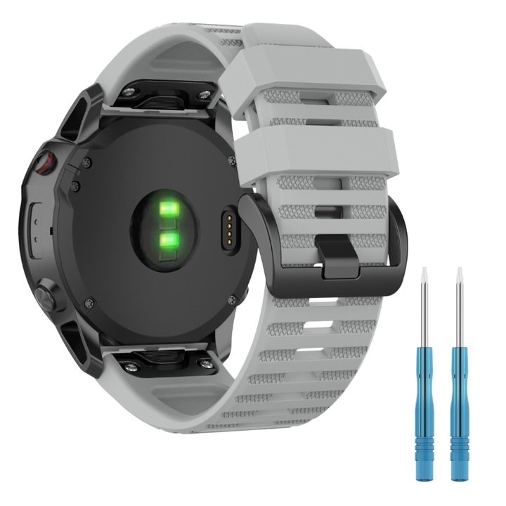 Pasca pentru Garmin Fenix 5 6 7 8 47mm, bratara din silicon, gri, 22mm, set de culori variate