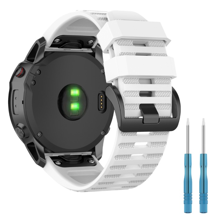 Pasca pentru Garmin Fenix 5 6 7 8 47mm, QUICKFIT 22mm, alb, set disponibil
