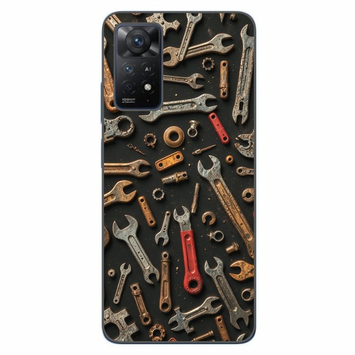 Husa compatibila cu Xiaomi Redmi Note 11 Pro 4G, 5G Silicon Gel Tpu Model Mechanic Tools Pattern
