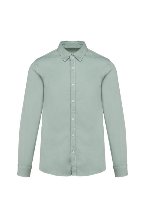 Мъжка риза, изпрана от органичен памук, права кройка, Native Spirit - NS502, Бледозелен
