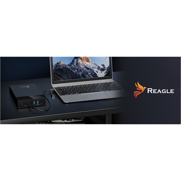 Reagle Carcasa HDD SSD 2.5 3.5 – Dock USB SATA Hub USB 3.0 Alimentare 24W Compatibil PC Laptop