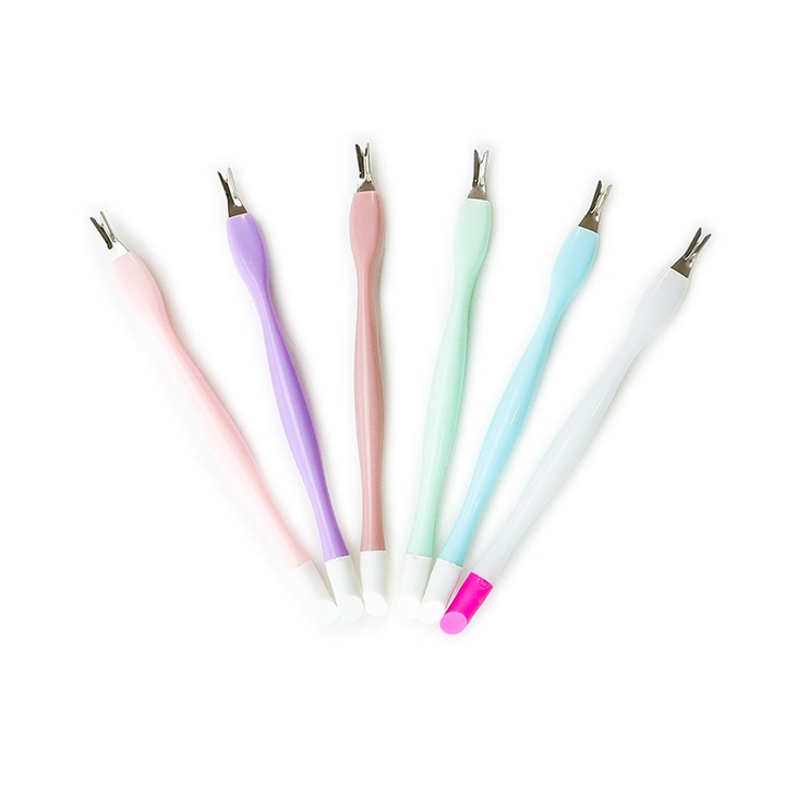 Set 10 clesti pentru cuticule, verde, din otel inoxidabil si plastic, design cu maner concav