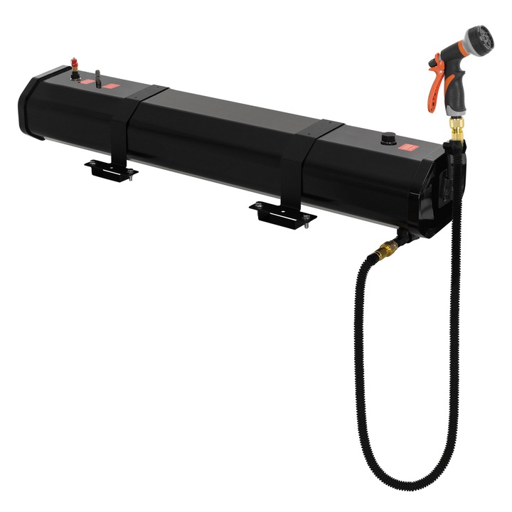 Dus portabil pentru camping ML Design 30L, pompa electrica, furtun flexibil 1, 7-5m, negru-gri-portocaliu