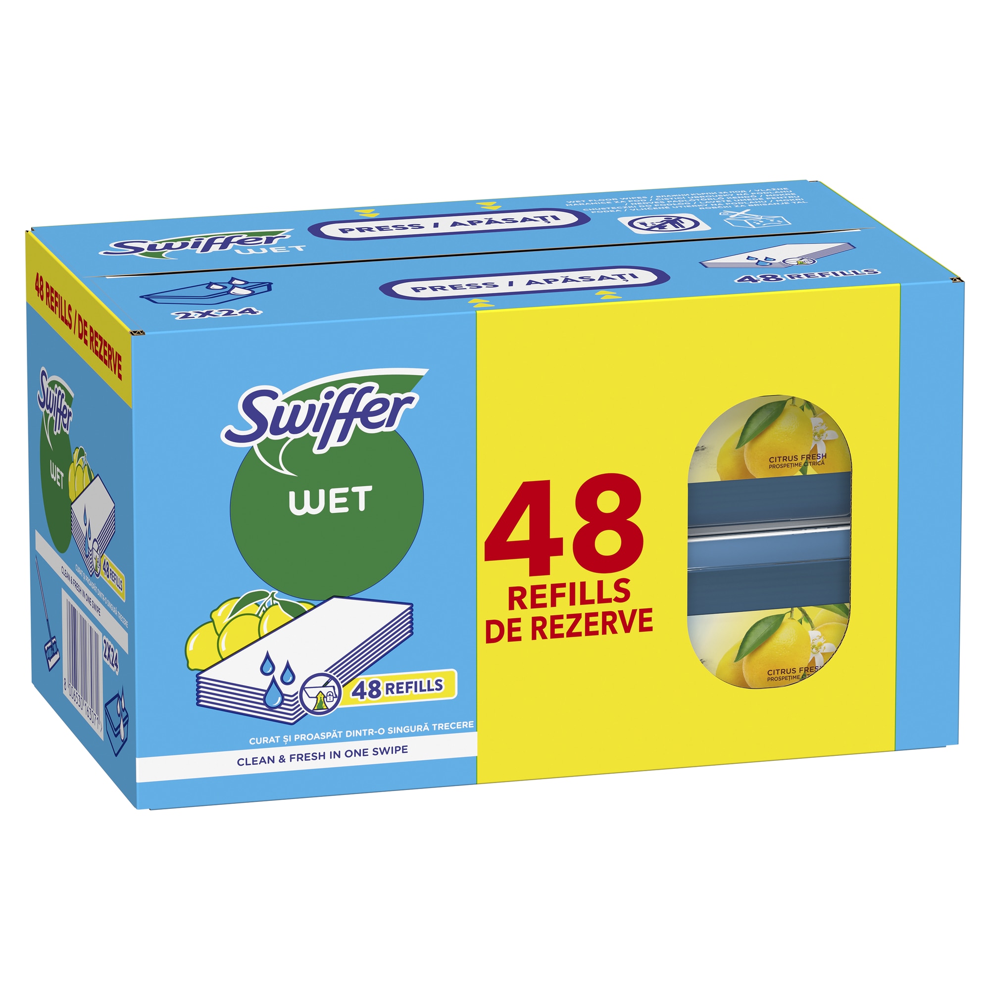 Rezerve lavete umede pentru pardoseala Swiffer Sweeper Lemon, 48