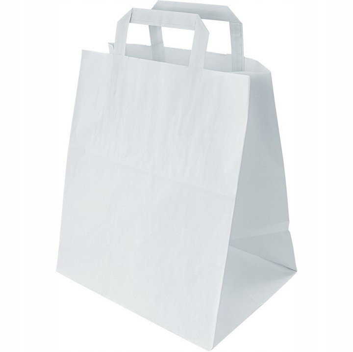Set 25 torbe de hartie, Allbag, 25x11x32cm, alb, manere plate