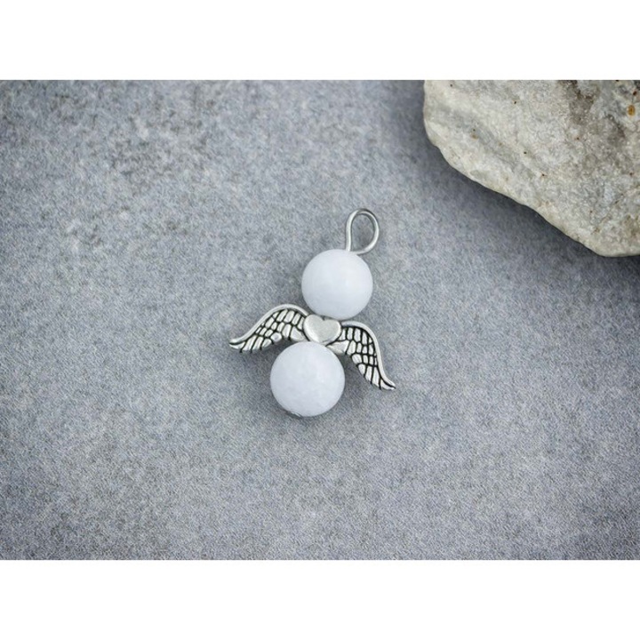 Életkedv angyal fehér jáde ásvány medál