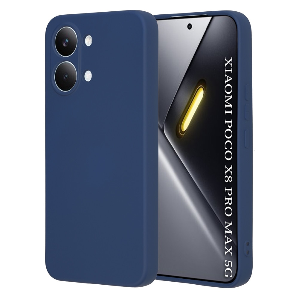 Husa pentru Poco X8 Pro Max Liquid Silicone, subtire, captusita cu microfibra, anti amprenta, protectie camera foto, bleumarin