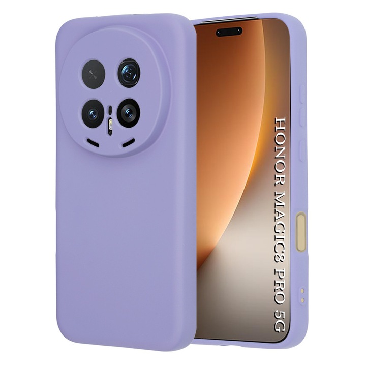 Husa pentru Honor Magic8 Pro Liquid Silicone, subtire, captusita cu microfibra, anti amprenta, protectie camera foto, violet