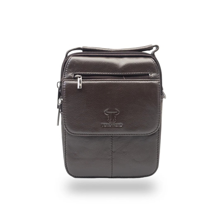 Férfi barna valódi bőr táska, kézitáska