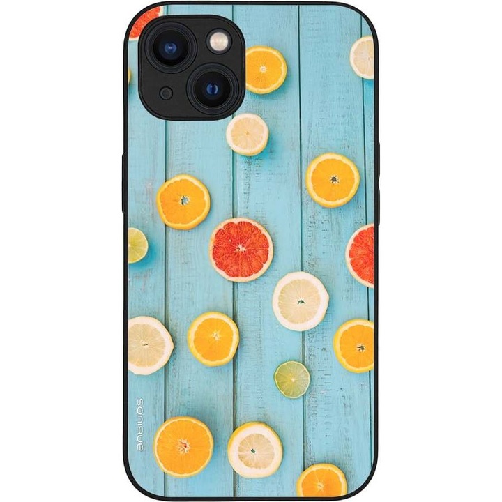 Husa telefon Sonique Fruit Series pentru Apple iPhone 13, silicon, imprimeuri cu fructe, multicolor