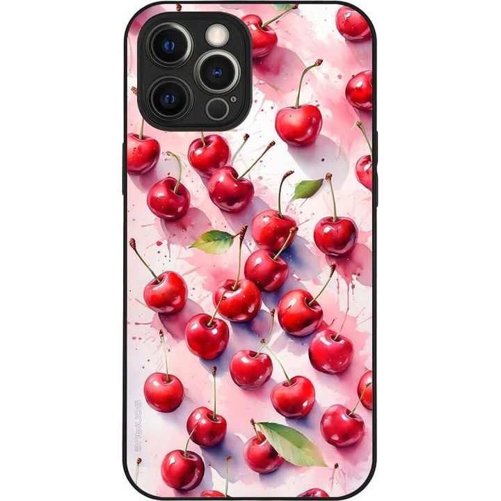 Husa telefon Sonique Fruit Series pentru Apple iPhone 12 Pro Max, silicon, imprimeuri cu fructe, rosie
