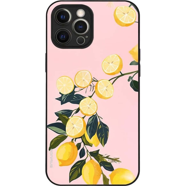 Husa telefon Sonique Fruit Series, pentru Apple iPhone 12 Pro Max, imprimeu fructe, silicon, galben