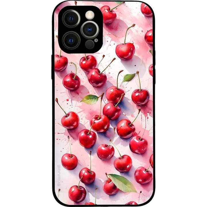 Husa telefon Sonique Fruit Series pentru Apple iPhone 12 Pro, silicon, imprimeuri cu fructe, rosie