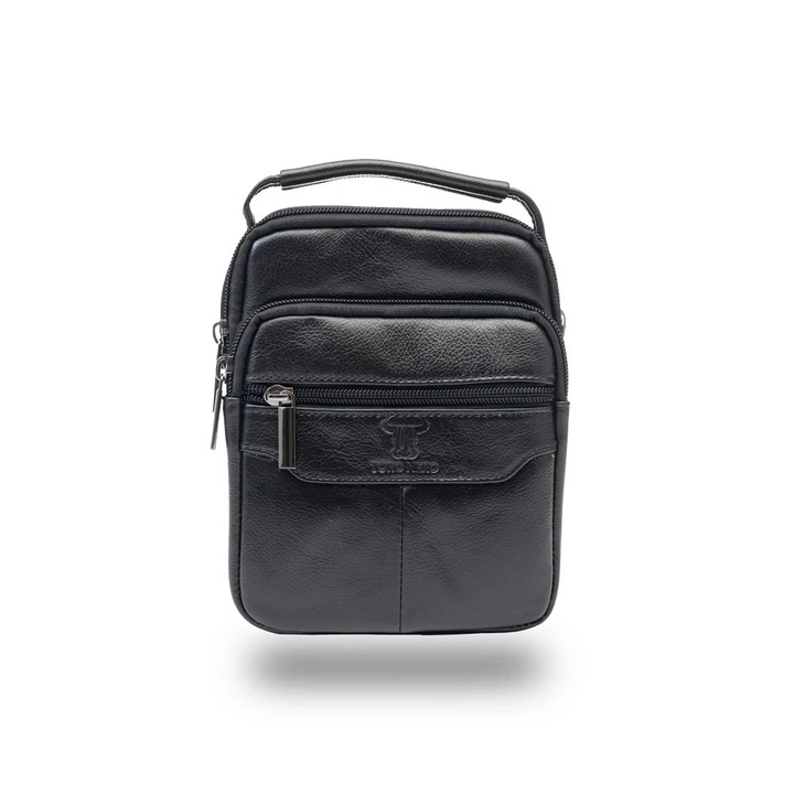 Férfi táska fekete valódi bőrből, Adonis