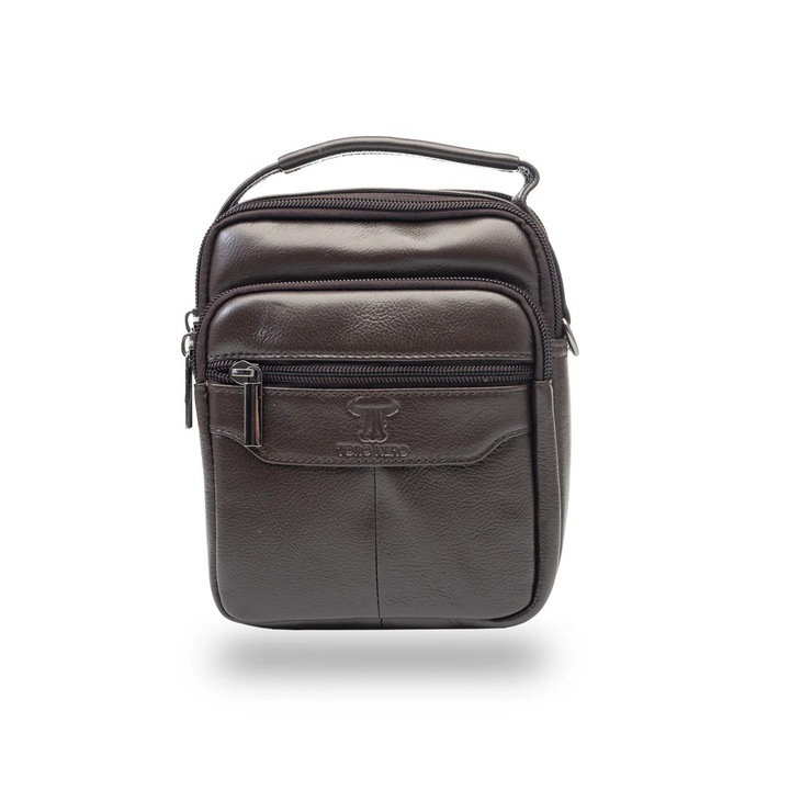 Férfi barna bőr táska, Adonis