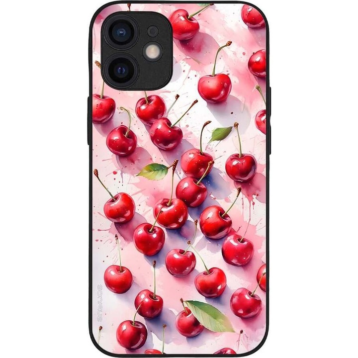 Husa telefon Sonique Fruit Series pentru Apple iPhone 12 Mini, imprimeu fructe, silicon, rosie