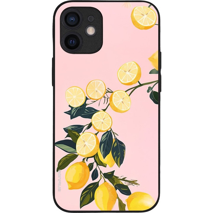 Husa telefon Sonique Fruit Series, pentru Apple iPhone 12 Mini, imprimeu fructe, silicon, antisoc, galben
