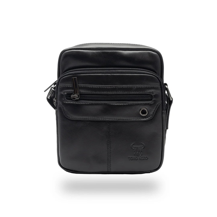 Férfi táska fekete valódi bőrből, Moris