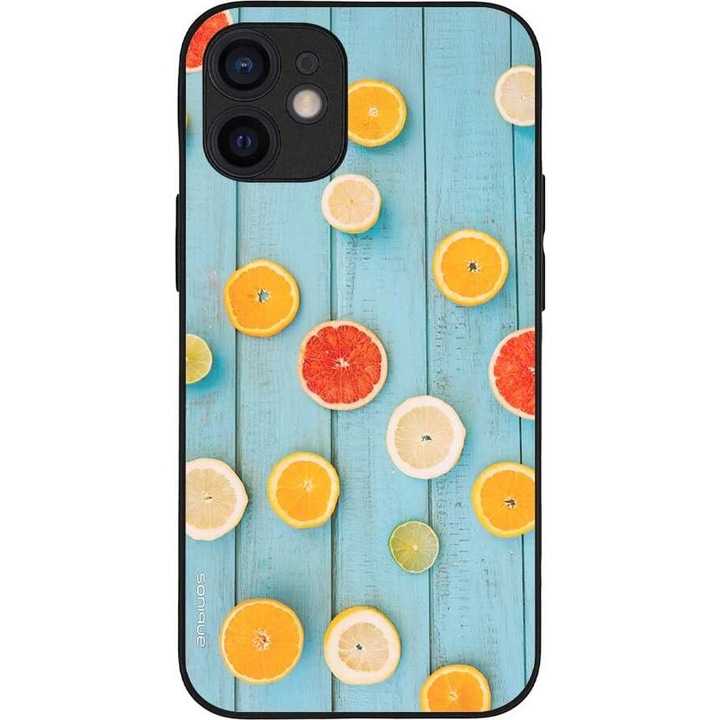 Husa telefon Sonique Fruit Series pentru Apple iPhone 12 Mini, silicon, imprimeuri cu fructe, multicolor