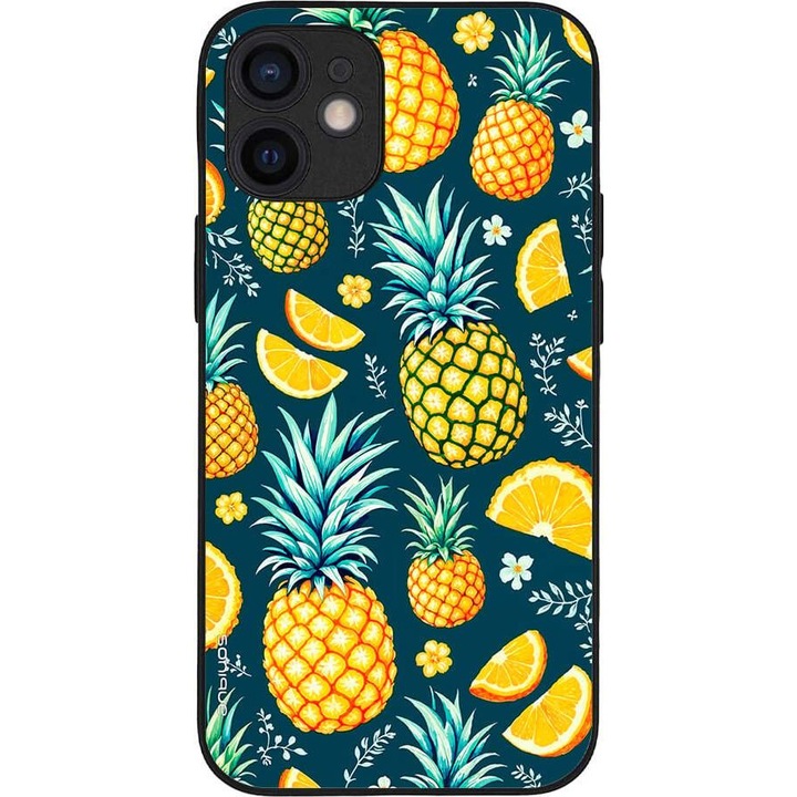 Husa telefon Sonique Fruit Series, ananas, silicon, pentru Apple iPhone 12 Mini