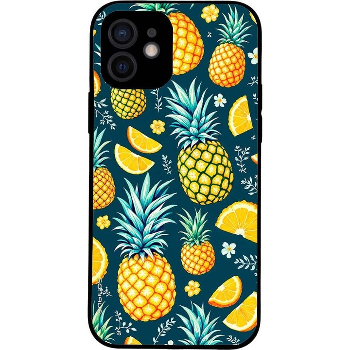 Husa telefon Sonique Fruit Series, imprimeu ananas, silicon, pentru Apple iPhone 12